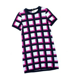Kate Spade Pink Black Geometric Knit Sweater Dress
